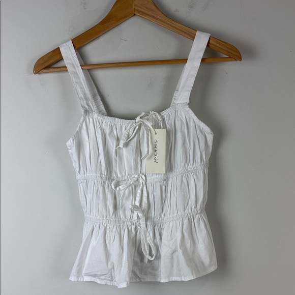 Sim & Sam White Boho Tie Camisole Blouse Size Medium NWT - Picture 1 of 6